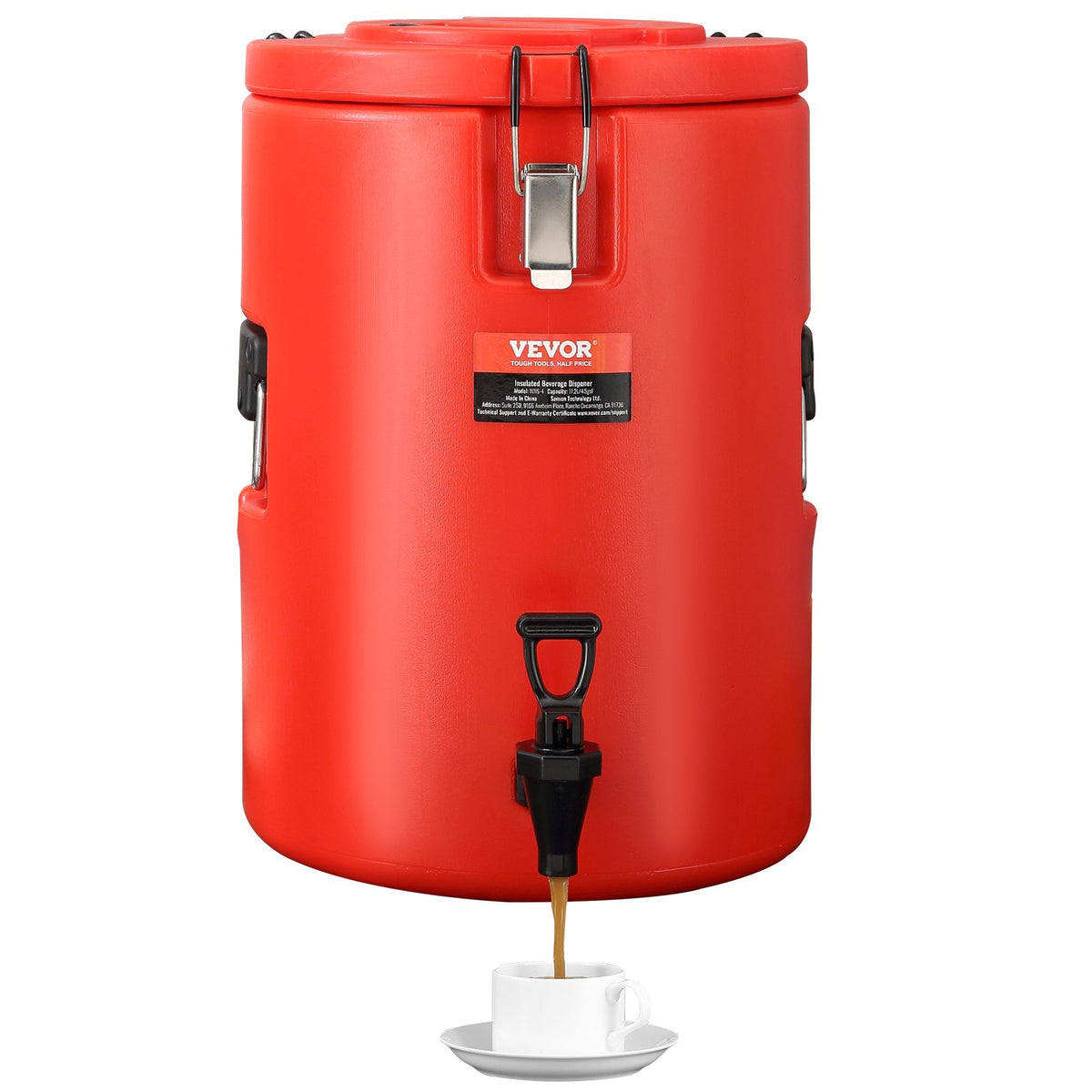 VEVOR Thermal Beverage Dispenser 17.2 l with Tap, Stainless Steel, Hot and Cold Drinks