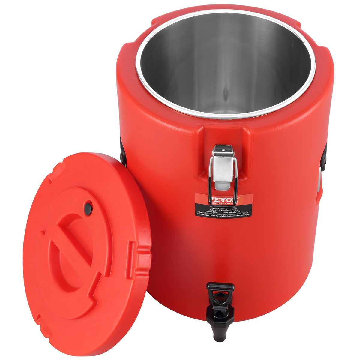 VEVOR Thermal Beverage Dispenser 17.2 l with Tap, Stainless Steel, Hot and Cold Drinks