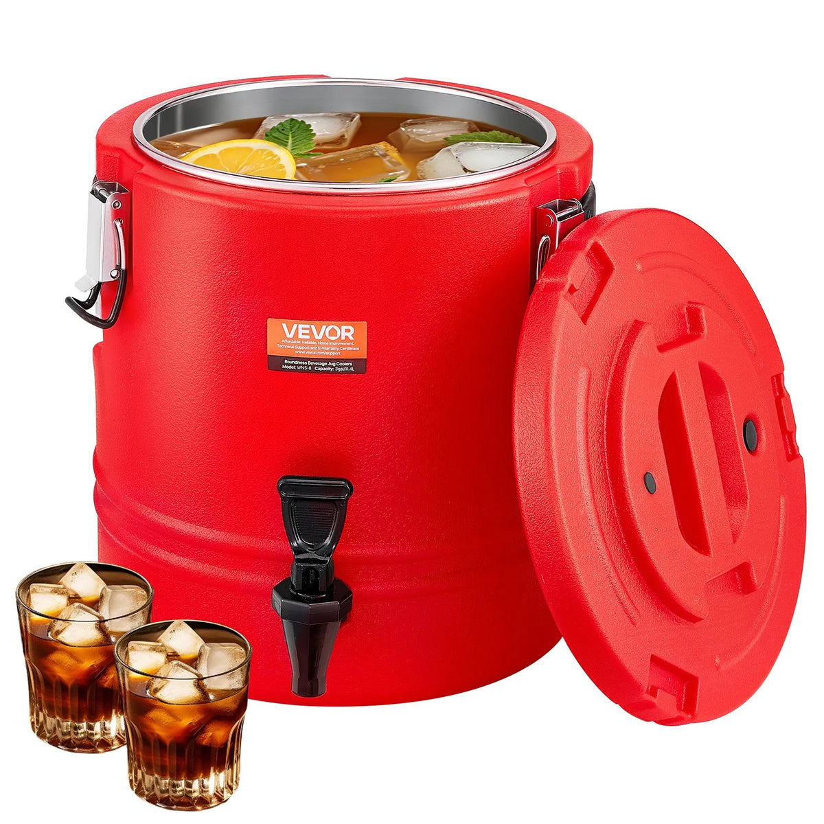 VEVOR Thermal Beverage Dispenser 11.4 l with Tap, 304 Stainless Steel Interior, for Tea and Coffee