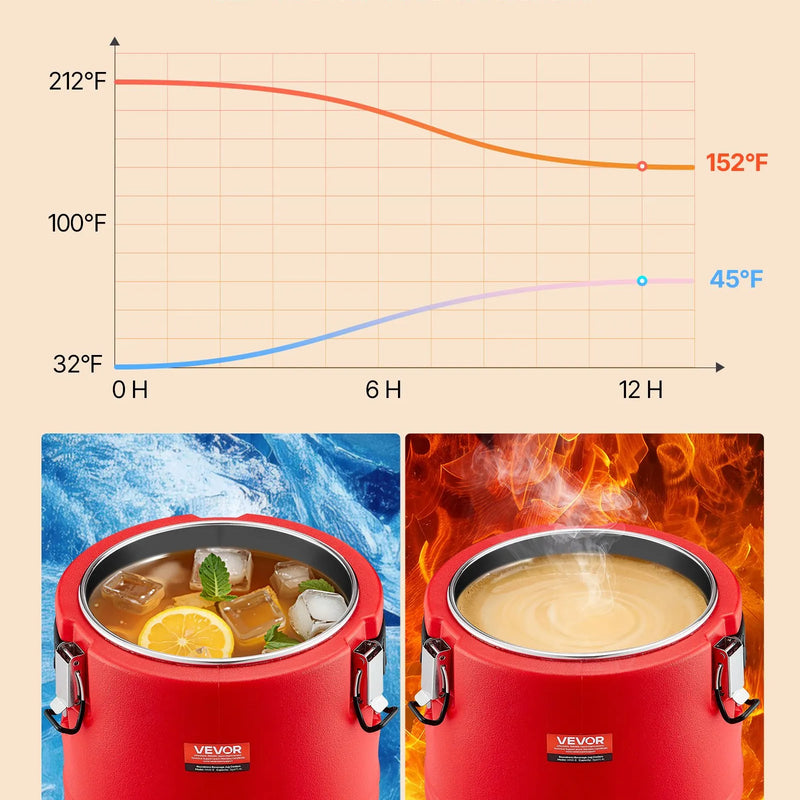 VEVOR izolētais dzērienu dozators, 30,3 L (8 gal) termo trauks karstiem un aukstiem dzērieniem ar krānu, pārtikas kvalitātes dzērienu konteiners ar 304 nerūsējošā tērauda iekšpusi, piemērots tējai, kafijai, restorāniem un āra pasākumiem