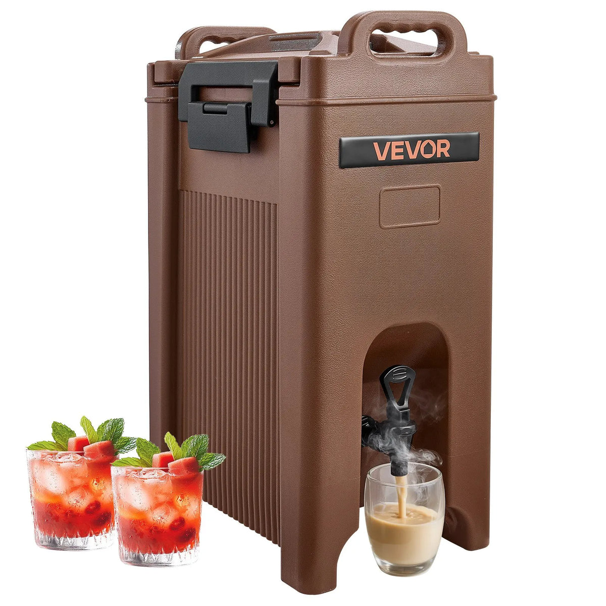 VEVOR Insulated Beverage Dispenser 19 l with Tap and Handle, for Tea, Coffee and Water, Brown