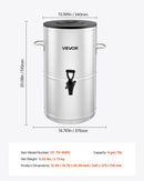 VEVOR ledus tējas dozators, 15 L (4 gal) 304 nerūsējošā tērauda dzērienu dozators ar krānu un rokturi, piemērots karstiem un aukstiem dzērieniem — ledus tējai, kafijai un ūdenim kafejnīcās un restorānos