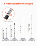 Lapu grābeklis, 25 metāla zobi, regulējams 46,5 cm darba platums, 92,5-185 cm rokturis, nerūsējošais tērauds