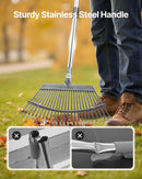 Lapu grābeklis, 25 metāla zobi, regulējams 46,5 cm darba platums, 92,5-185 cm rokturis, nerūsējošais tērauds