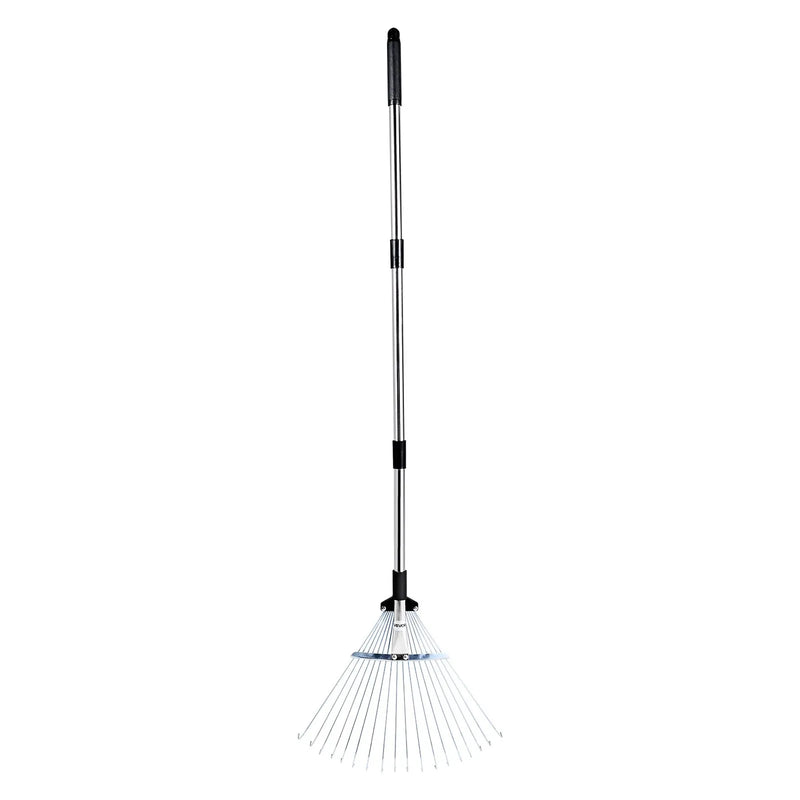 Lapu grābeklis, 18 metāla zobi, regulējams 19,5-43,5 cm darba platums, 82-141 cm rokturis, nerūsējošais tērauds