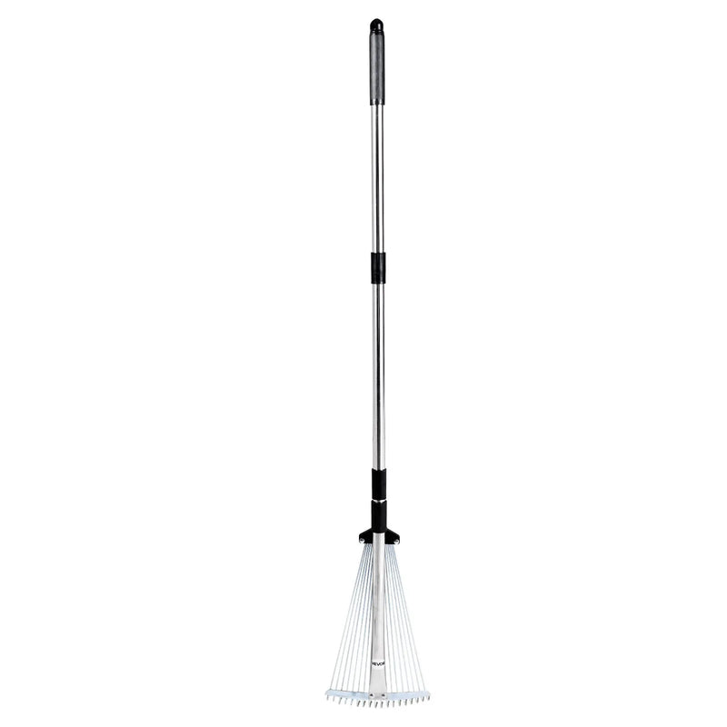 Lapu grābeklis, 18 metāla zobi, regulējams 19,5-43,5 cm darba platums, 82-141 cm rokturis, nerūsējošais tērauds