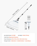 Lapu grābeklis, 18 metāla zobi, regulējams 19,5-43,5 cm darba platums, 82-141 cm rokturis, nerūsējošais tērauds