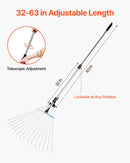 Lapu grābeklis, 15 metāla zobi, regulējams 19-57 cm darba platums, 81,3-160 cm rokturis, nerūsējošais tērauds