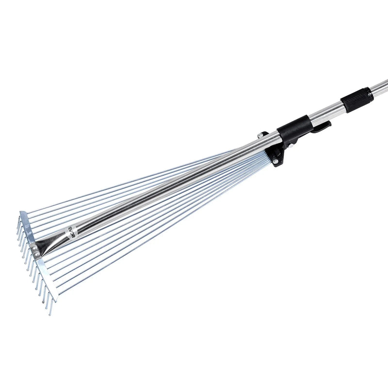 Lapu grābeklis, 15 metāla zobi, regulējams 19-57 cm darba platums, 81,3-160 cm rokturis, nerūsējošais tērauds