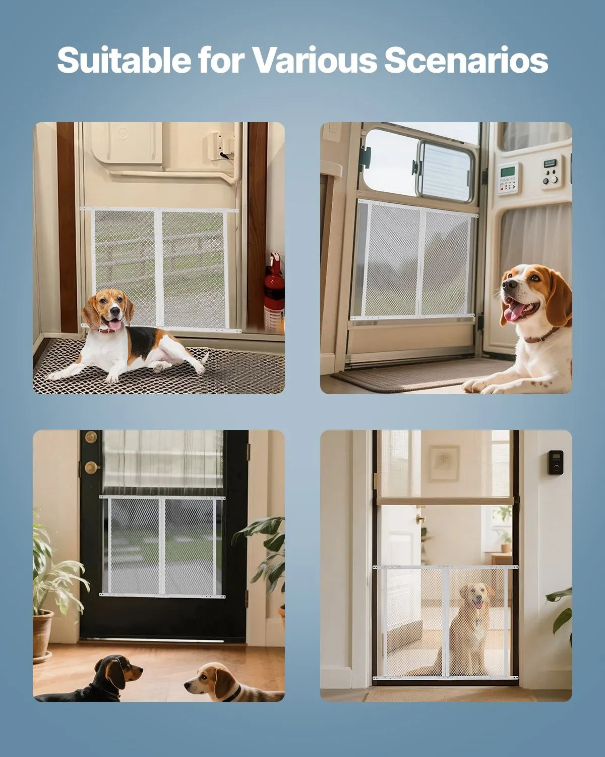 VEVOR Camper Door Screen, 800 × 724 mm, Easy to Install and Remove, Reinforced Breathable Mesh, Aluminium Alloy Entry Door Guard for Pet Protection, White