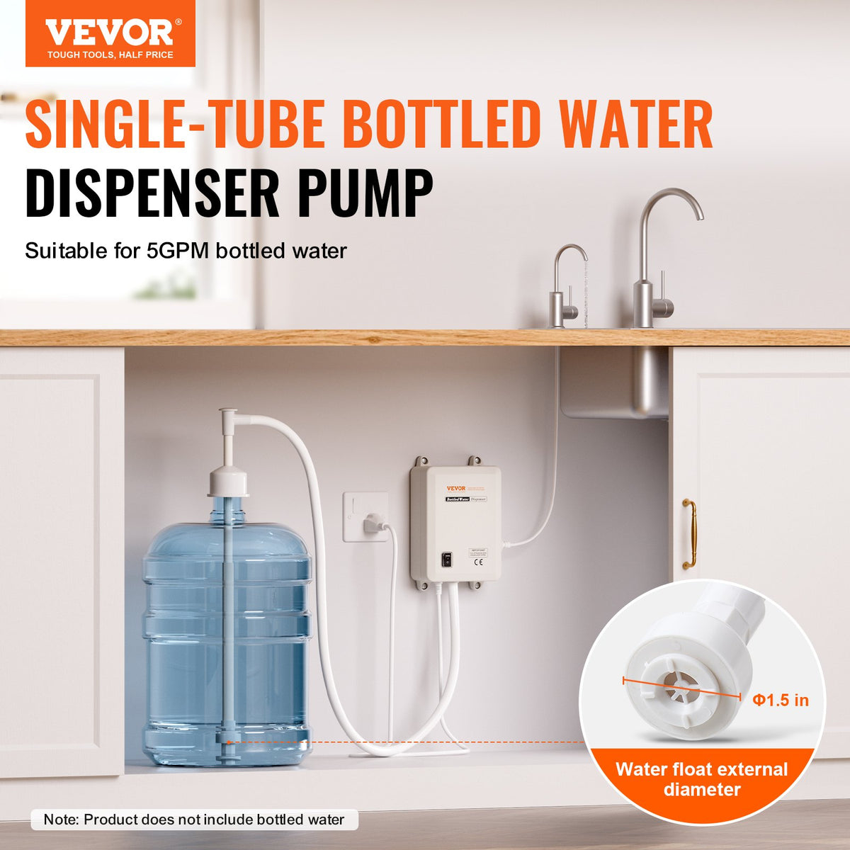 VEVOR Water Dispensing Pump System for Bottles, 3.8 l/min, 2.8 bar, with 6 m PE Tubing