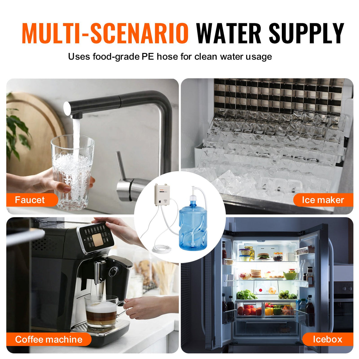 VEVOR Water Dispensing Pump System for Bottles, 3.8 l/min, 2.8 bar, with 6 m PE Tubing