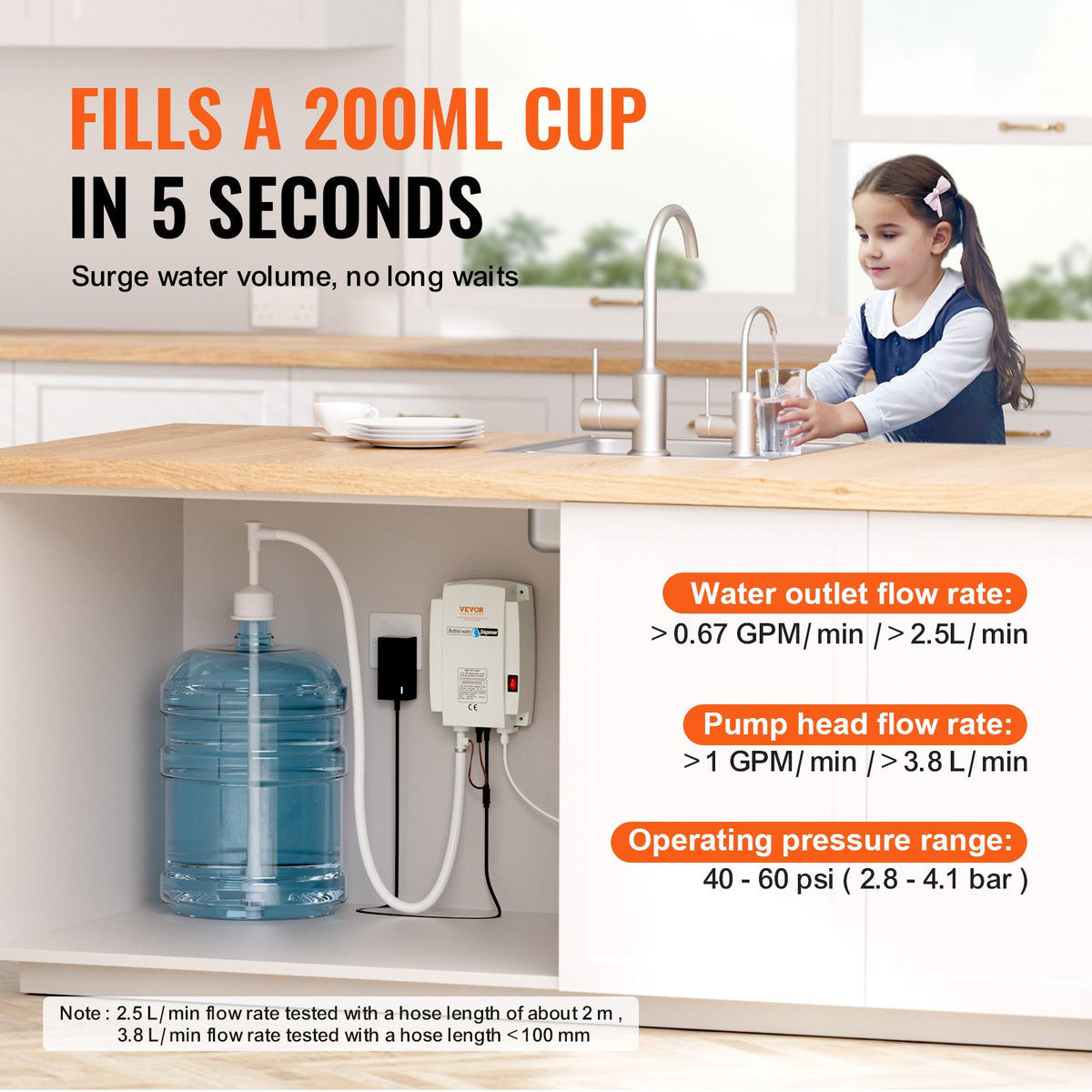 VEVOR Water Dispenser Pump for 1 L Bottles, 2.8 bar
