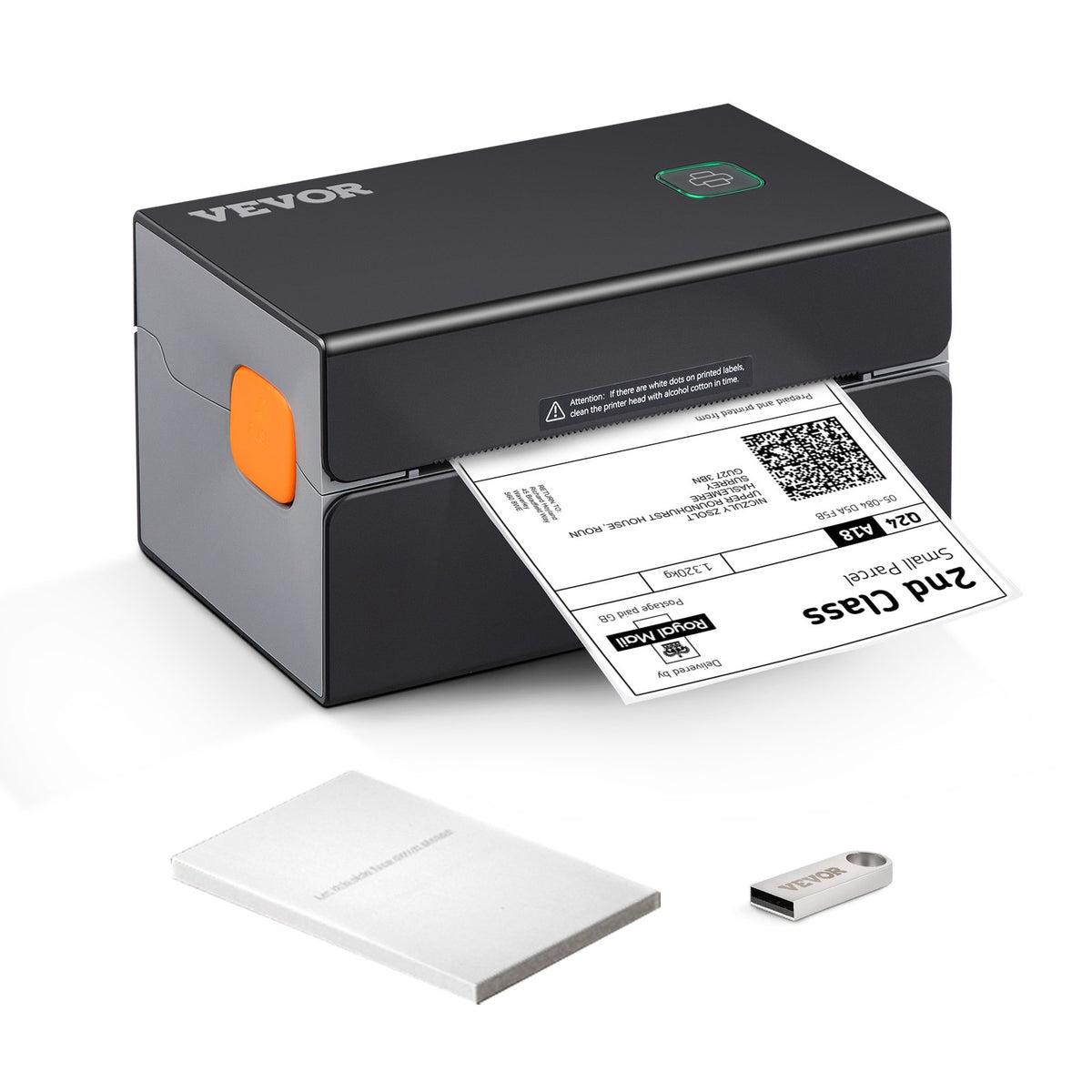 VEVOR termodrukas etiķešu printeris 4×6, 300 DPI, Bluetooth, Windows, macOS, Android, iOS, melns