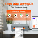 VEVOR termodrukas etiķešu printeris, 203 DPI, 60 gab./min, 4×6 sūtījumu etiķetēm, USB savienojums, automātiska etiķešu atpazīšana, saderīgs ar Windows, macOS, Linux, Amazon, eBay, Etsy, UPS u.c., pelēks