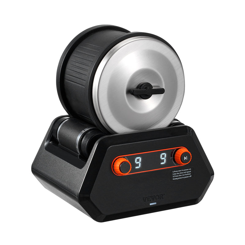 VEVOR 4 kg Akmeņu Tumbleris, 9 Ātrumi, 9 Dienu Taimeris ar Slīpēšanas Smiltīm