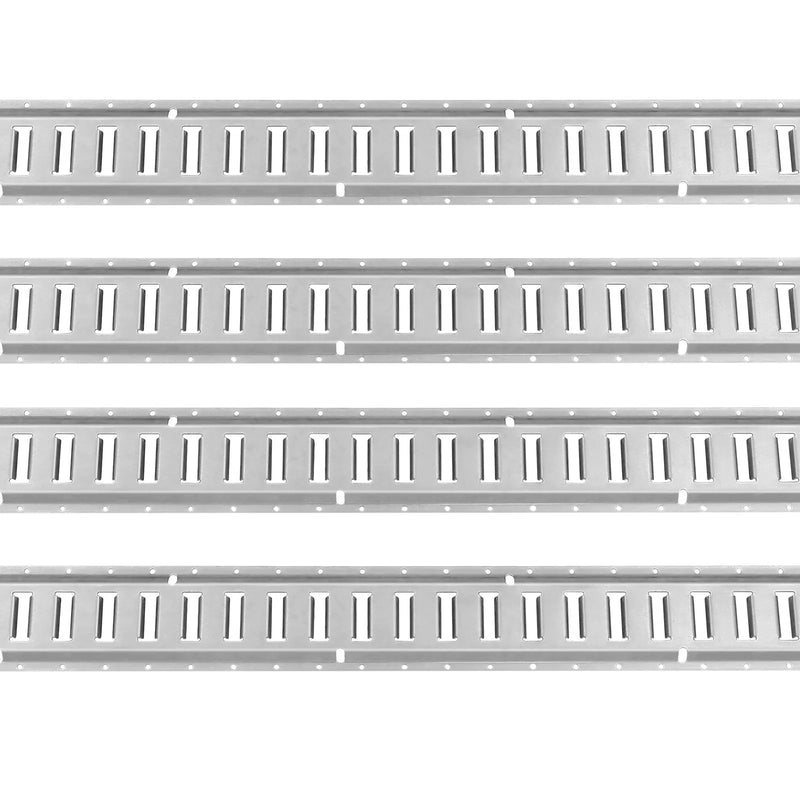 E-sliedes stiprināšanas komplekts, 34 gab., 1,52 m, ietver 8 tērauda sliedes, 2 vienvietīgās ligzdas, 8 O-veida gredzenus, 8 stiprinājumus ar D-veida gredzenu un 8 gala vāciņus, paredzēts kravas, motociklu un velosipēdu nostiprināšanai