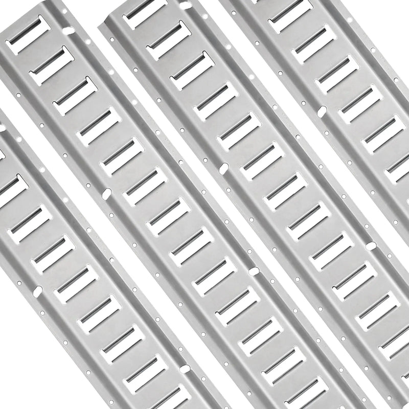 E-sliedes stiprināšanas komplekts, 34 gab., 1,52 m, ietver 8 tērauda sliedes, 2 vienvietīgās ligzdas, 8 O-veida gredzenus, 8 stiprinājumus ar D-veida gredzenu un 8 gala vāciņus, paredzēts kravas, motociklu un velosipēdu nostiprināšanai