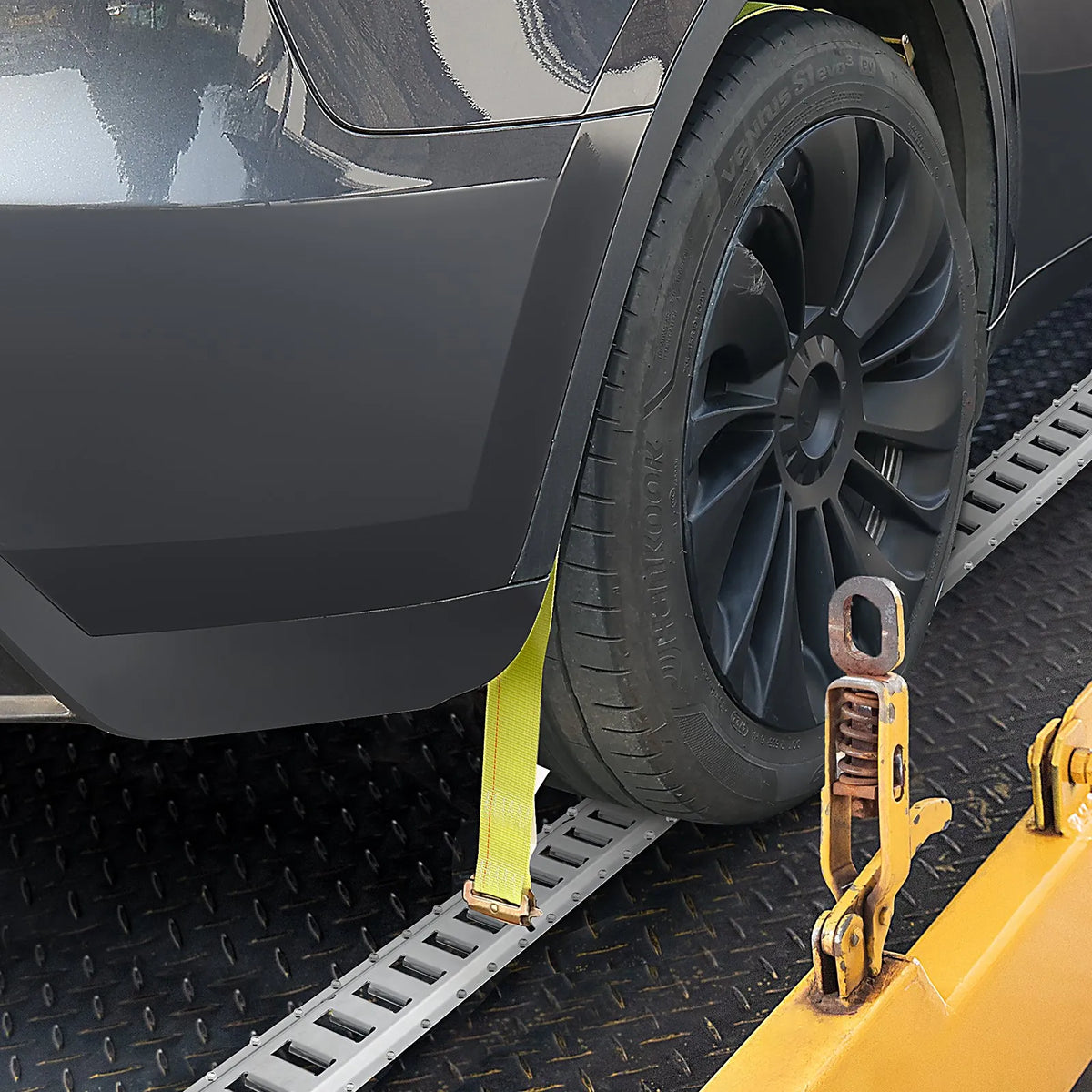 E-track Fastening Kit, 34 pcs, 1.52 m, includes 8 steel rails, 2 single socket anchors, 8 O-rings, 8 D-ring fasteners and 8 end caps, for cargo, motorcycle and bicycle securing