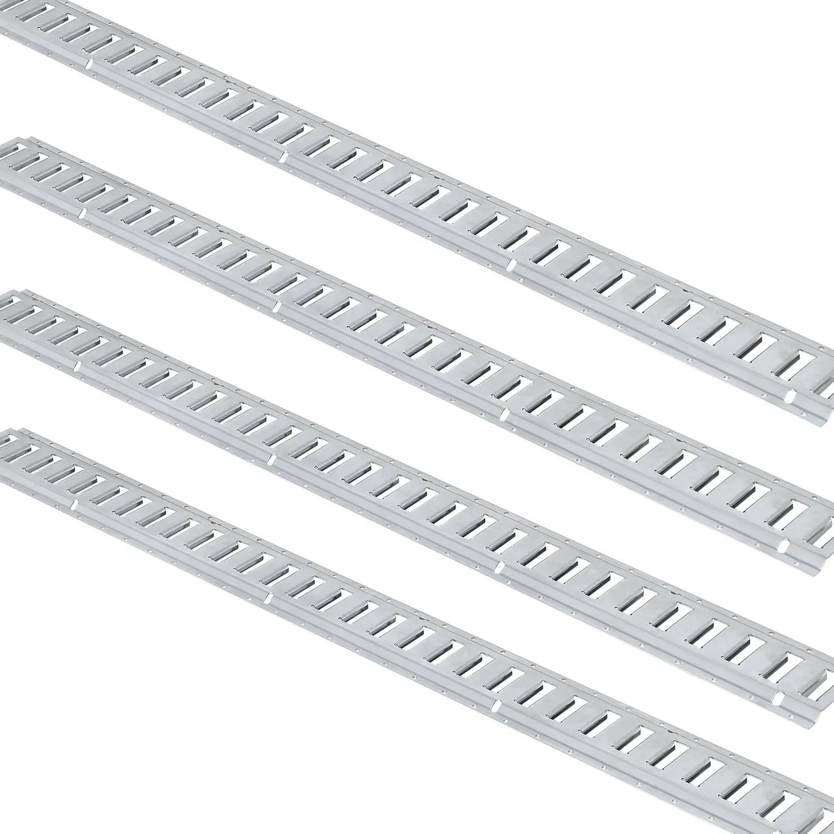 E-track Fastening Kit, 34 pcs, 1.52 m, includes 8 steel rails, 2 single socket anchors, 8 O-rings, 8 D-ring fasteners and 8 end caps, for cargo, motorcycle and bicycle securing