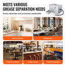 VEVOR komerciālais tauku savācējs, 18 kg, nerūsējošā tērauda, 37,85 l/min, zem izlietnes