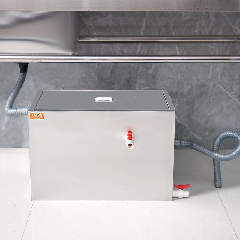 VEVOR komerciālais tauku savācējs, 18 kg, nerūsējošā tērauda, 37,85 l/min, zem izlietnes