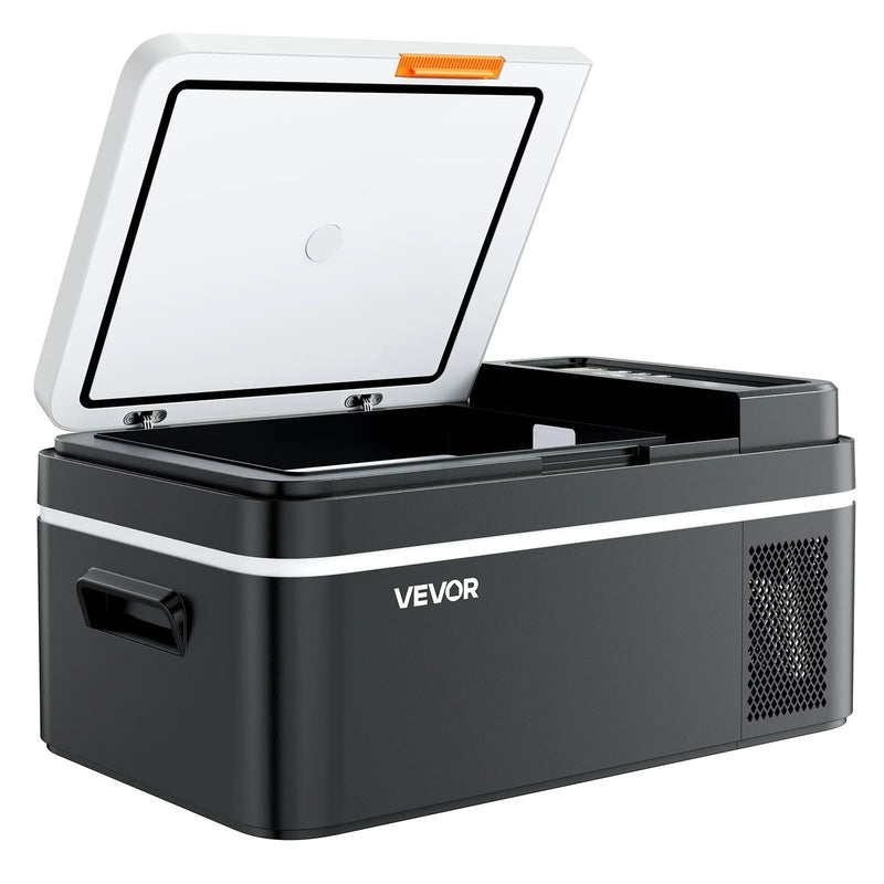 VEVOR automašīnas ledusskapis–saldētava, kompresora dzesētājs DC 12/24 V un AC 100–240 V, temperatūras diapazons −20 °C līdz +20 °C, ar lietotnes vadību, 20 l ietilpība, 60 W pārnēsājams saldētājs kemperiem, kempingam, laivām un makšķerēšanai