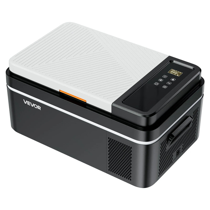VEVOR automašīnas ledusskapis–saldētava, kompresora dzesētājs DC 12/24 V un AC 100–240 V, temperatūras diapazons −20 °C līdz +20 °C, ar lietotnes vadību, 20 l ietilpība, 60 W pārnēsājams saldētājs kemperiem, kempingam, laivām un makšķerēšanai