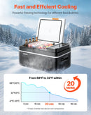 VEVOR automašīnas ledusskapis–saldētava, kompresora dzesētājs DC 12/24 V un AC 100–240 V, temperatūras diapazons −20 °C līdz +20 °C, ar lietotnes vadību, 20 l ietilpība, 60 W pārnēsājams saldētājs kemperiem, kempingam, laivām un makšķerēšanai