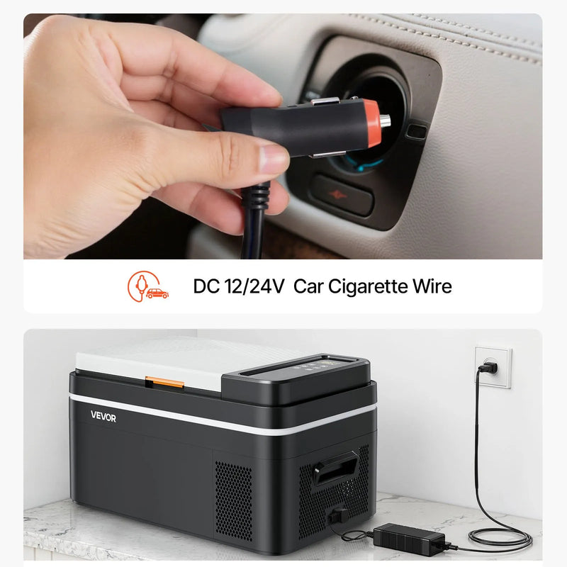 VEVOR automašīnas ledusskapis–saldētava, kompresora dzesētājs DC 12/24 V un AC 100–240 V, temperatūras diapazons −20 °C līdz +20 °C, ar lietotnes vadību, 22 l ietilpība, 45 W pārnēsājams saldētājs kemperiem, kempingam, laivām un makšķerēšanai