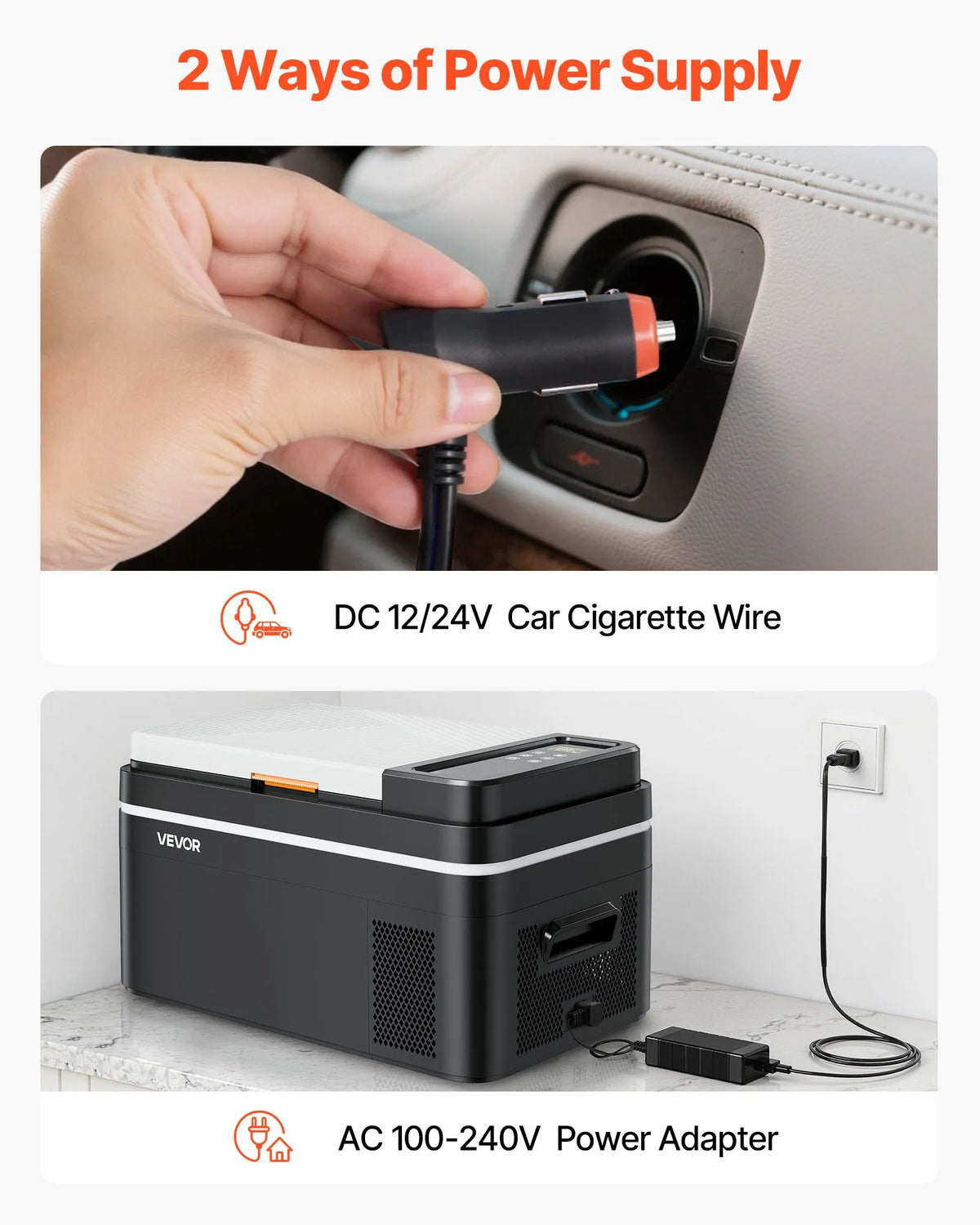 22L VEVOR automašīnas ledusskapis–saldētava, kompresora dzesētājs DC 12/24 V un AC 100–240 V, temperatūras diapazons −20 °C līdz +20 °C, ar lietotnes vadību, 22 l ietilpība, 45 W pārnēsājams saldētājs kemperiem, kempingam, laivām un makšķerēšanai