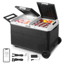 VEVOR 12 V auto ledusskapis 95 l ar divām zonām, portatīvs kompresora dzesētājs ar riteņiem un rokturi, regulējama temperatūra no - 20 °C līdz 20 °C, 12/24 V DC un 100–240 V AC kempingam, ceļošanai un kemperiem - ZEMLETES.LV