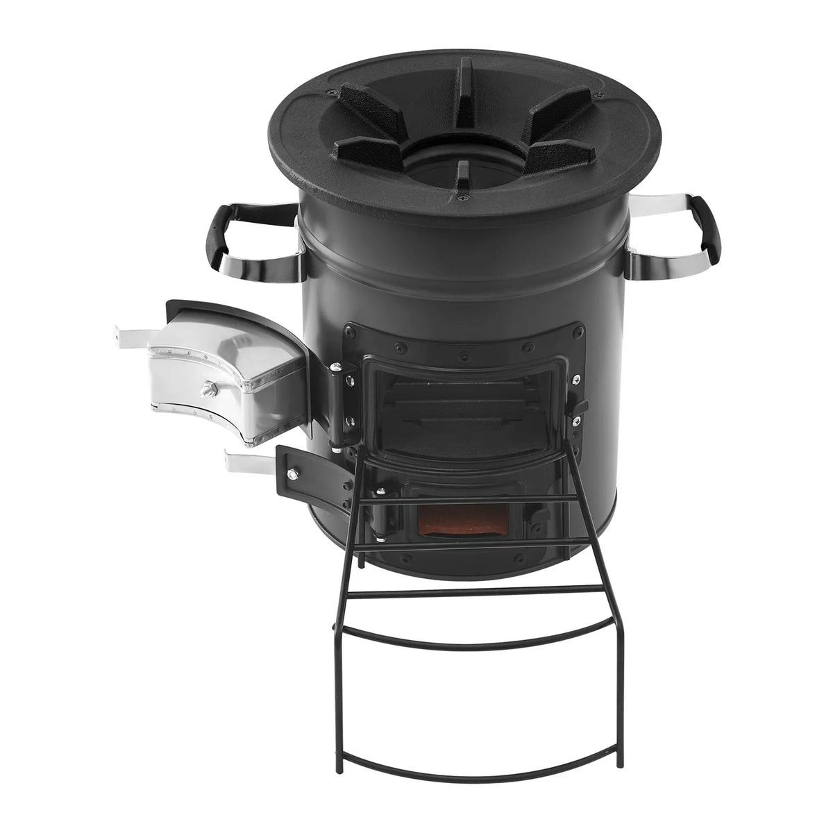 VEVOR Camping Rocket Stove, Portable Wood Burning Stove with Bag, SPCC Steel, Double Doors, Suitable for Twigs, Branches or Charcoal, Outdoor Cooking, Garden and Camping