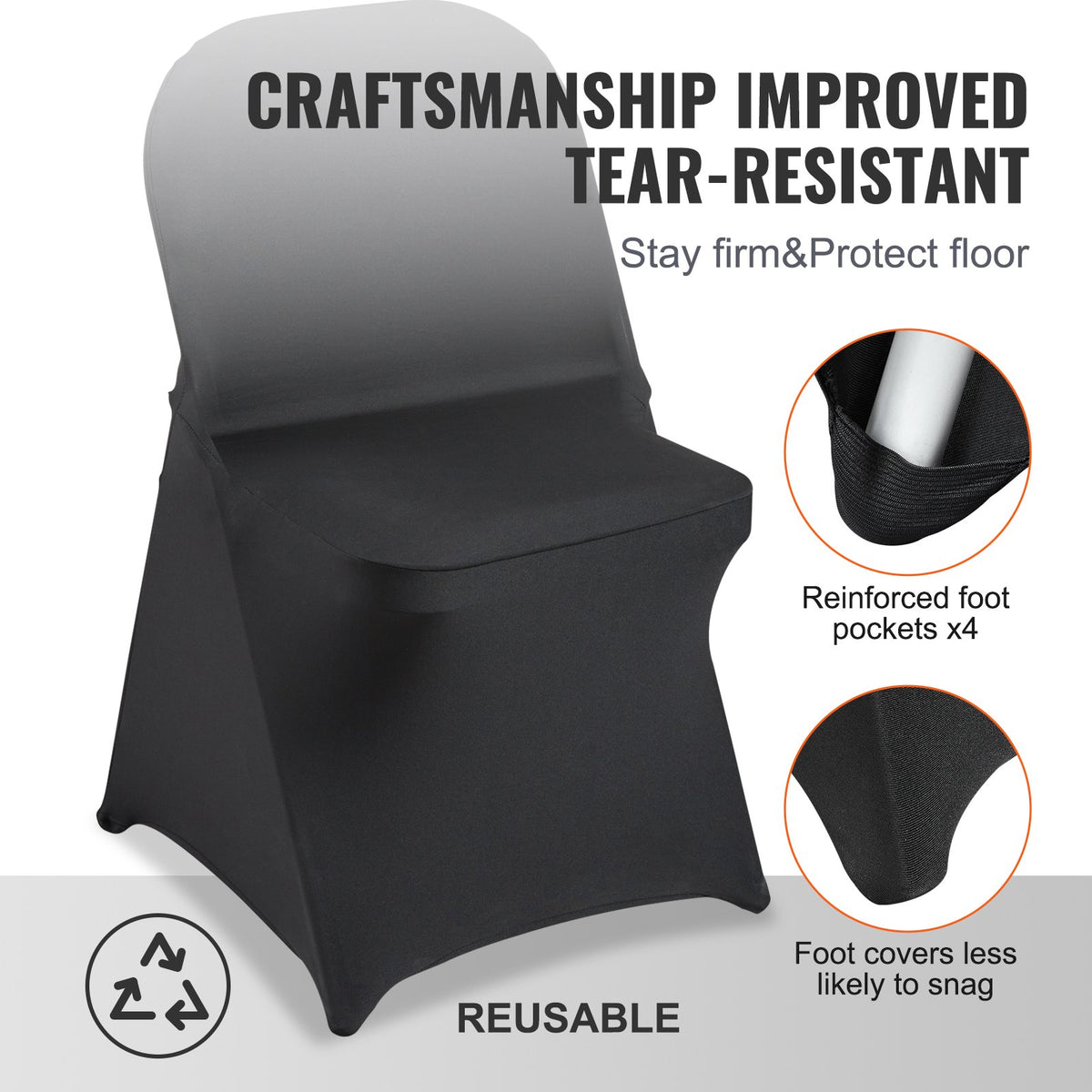 VEVOR Elastic Spandex Chair Covers 30 pcs, Universal, Washable, Black