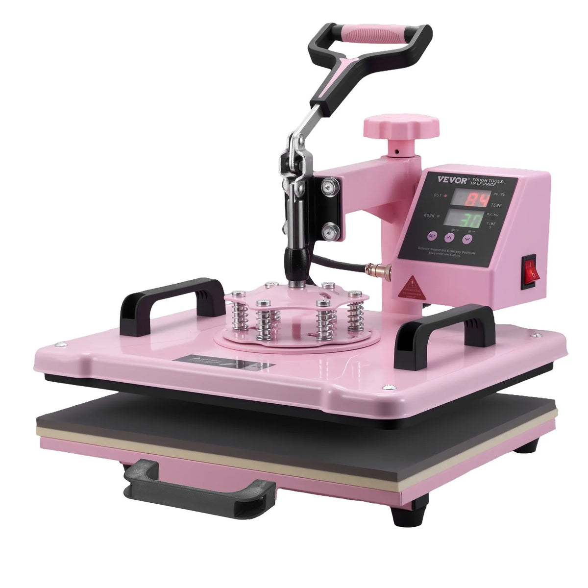 VEVOR termoprese 305 x 381 mm 5 - in - 1 ar 850,5 g termokrūžu presi T - krekliem, rozā - ZEMLETES.LV