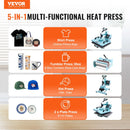 VEVOR 5 vienā termoprese 300 x 380 mm ar 850,5 g termokrūžu presi, 360° pagriežamu T - kreklu presi un digitālu temperatūras vadību T - krekliem, krūzēm, cepurēm un šķīvjiem zaļā krāsā - ZEMLETES.LV