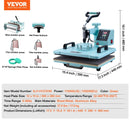 VEVOR 8 vienā termoprese 300 x 380 mm ar 850,5 g termokrūžu presi T - krekliem zaļā krāsā - ZEMLETES.LV