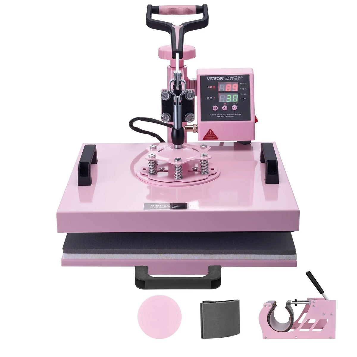 VEVOR termoprese 380 x 380 mm 5 - in - 1 ar 850,5 g termokrūžu presi T - krekliem, rozā - ZEMLETES.LV