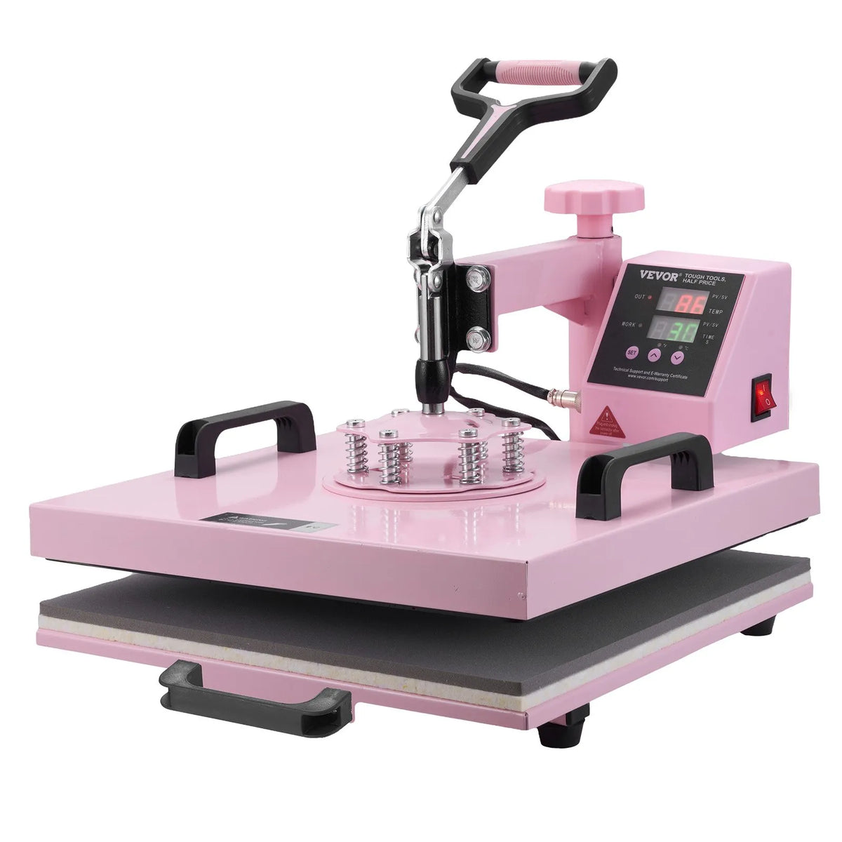 VEVOR termoprese 380 x 380 mm 5 - in - 1 ar 850,5 g termokrūžu presi T - krekliem, rozā - ZEMLETES.LV
