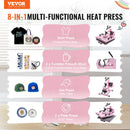 VEVOR termoprese 380 x 380 mm 5 - in - 1 ar 850,5 g termokrūžu presi T - krekliem, rozā - ZEMLETES.LV