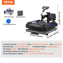 VEVOR 5 vienā termoprese 380 x 380 mm ar 850,5 g termokrūžu presi T - krekliem melnā un zilā krāsā - ZEMLETES.LV