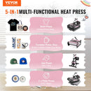 VEVOR 8 vienā termoprese ar krūžu presi 850,5 g, 38 x 38 cm T - krekliem melna - ZEMLETES.LV
