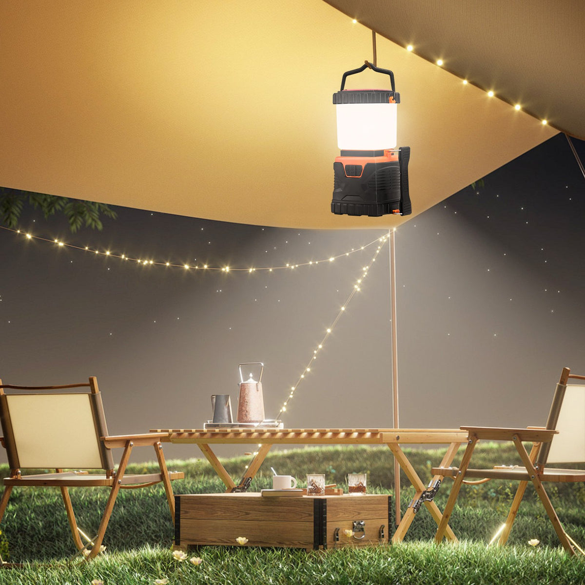 VEVOR 1000Lm LED Camping Lantern, Battery Powered, 4 Light Modes, Compact and Durable