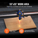 VEVOR 130 W CO₂ lāzera gravēšanas un griešanas iekārta, darba laukums 89 × 140 cm, līdz 500 mm/s, divvirzienu gaisa padeve, saderīga ar LightBurn, CorelDRAW un AutoCAD, Windows, macOS un Linux, kokam, akrilam un audumam