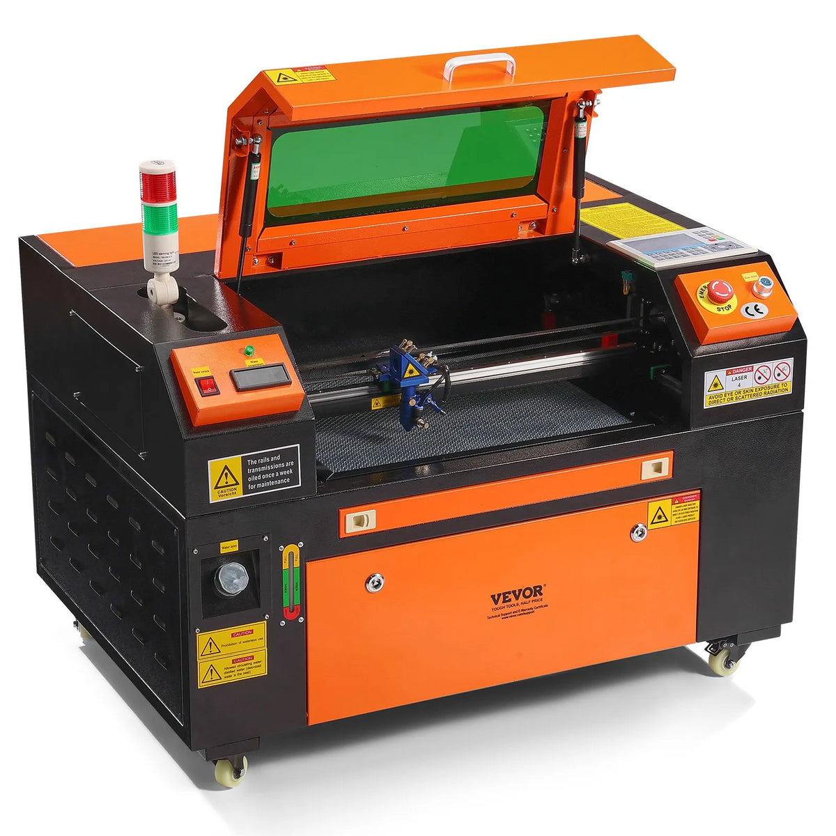 VEVOR 50 W CO₂ Laser Engraving and Cutting Machine 30 × 51 cm, up to 500 mm/s, Dual-Direction Air Assist, LightBurn, CorelDRAW, AutoCAD