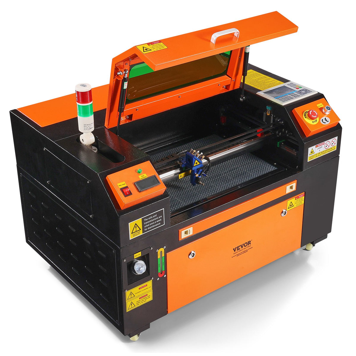 VEVOR 50 W CO₂ Laser Engraving and Cutting Machine 30 × 51 cm, up to 500 mm/s, Dual-Direction Air Assist, LightBurn, CorelDRAW, AutoCAD