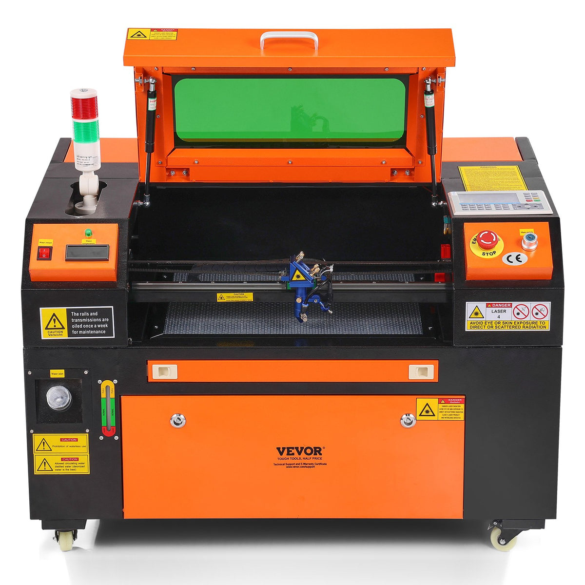 VEVOR 50 W CO₂ Laser Engraving and Cutting Machine 30 × 51 cm, up to 500 mm/s, Dual-Direction Air Assist, LightBurn, CorelDRAW, AutoCAD