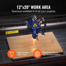 VEVOR 50 W CO₂ lāzera gravēšanas un griešanas iekārta, darba laukums 30 × 51 cm, līdz 500 mm/s, divvirzienu gaisa padeve, saderīga ar LightBurn, CorelDRAW un AutoCAD, Windows, macOS un Linux, kokam, akrilam un audumam