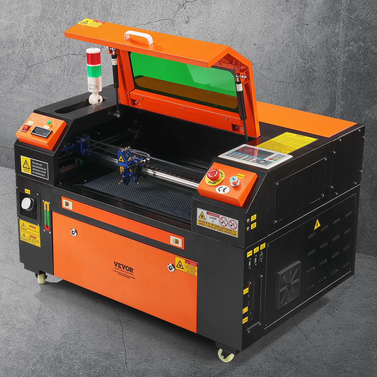 VEVOR 50 W CO₂ Laser Engraving and Cutting Machine 30 × 51 cm, up to 500 mm/s, Dual-Direction Air Assist, LightBurn, CorelDRAW, AutoCAD