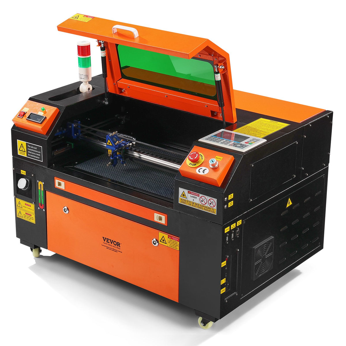 VEVOR 50 W CO₂ Laser Engraving and Cutting Machine 30 × 51 cm, up to 500 mm/s, Dual-Direction Air Assist, LightBurn, CorelDRAW, AutoCAD